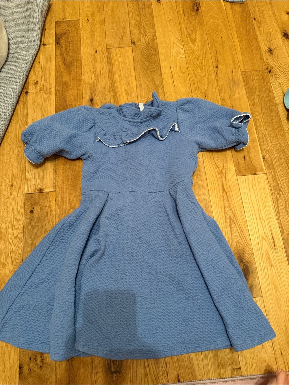 Janie and Jack Dusty Blue Ruffle-Trim Fit & Flare Dress